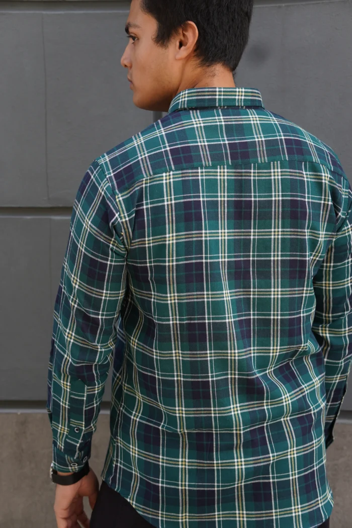 Forest Green Flannel Check Shirt - Image 5