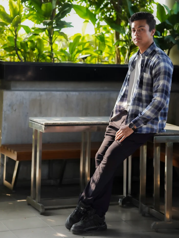 Winter Blue Flannel Check Shirt - Image 5