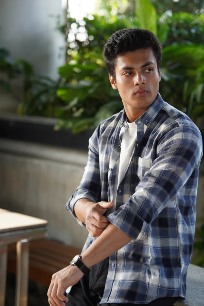 Winter Blue Flannel Check Shirt - Image 3