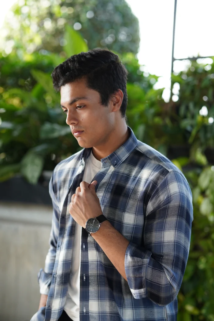 Winter Blue Flannel Check Shirt - Image 1