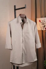 Beige Cream Solid shirt - Image 4