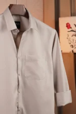 Beige Cream Solid shirt - Image 2