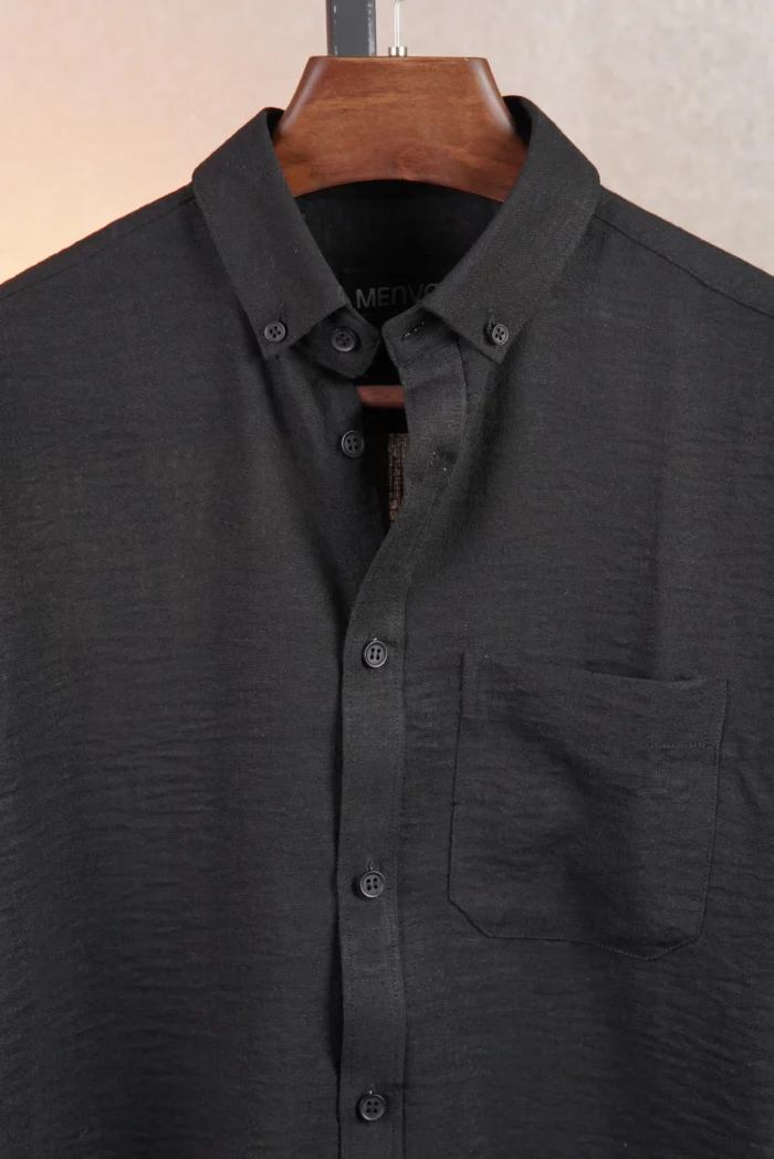 Charcoal Black Solid Shirt - Image 1