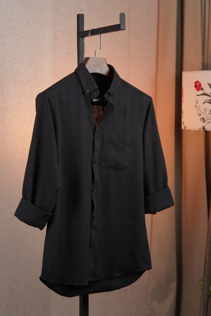 Charcoal Black Solid Shirt - Image 5