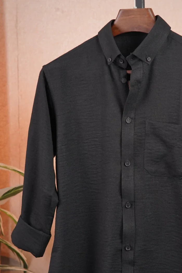 Charcoal Black Solid Shirt - Image 3