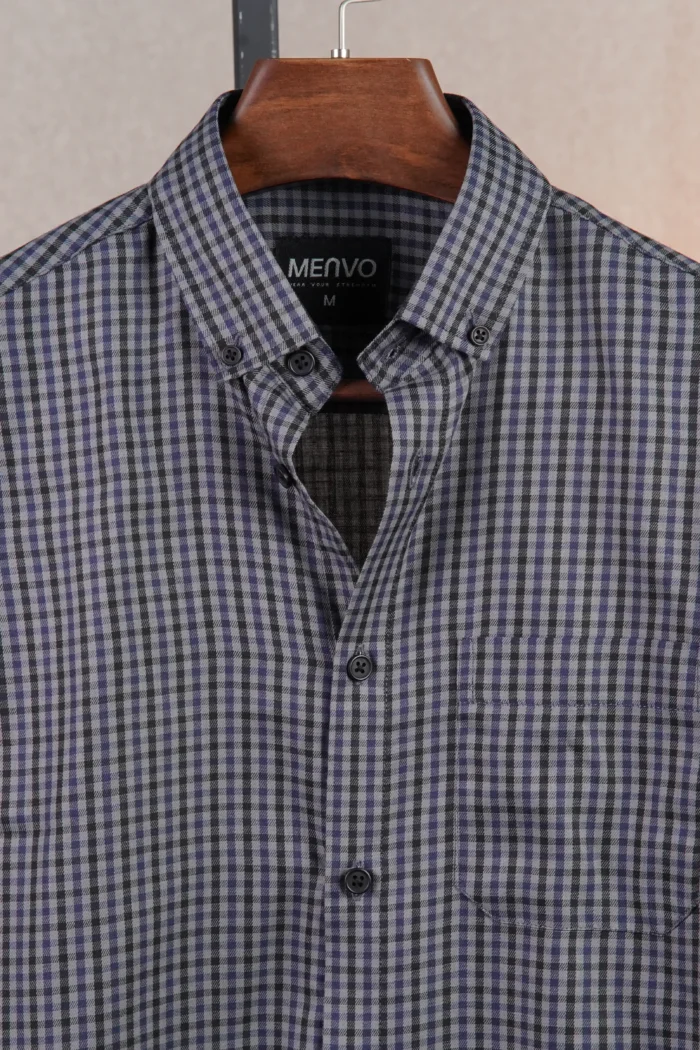 Slate Mini Check Shirt - Image 2