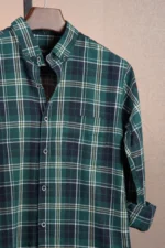 Forest Green Flannel Check Shirt - Image 3