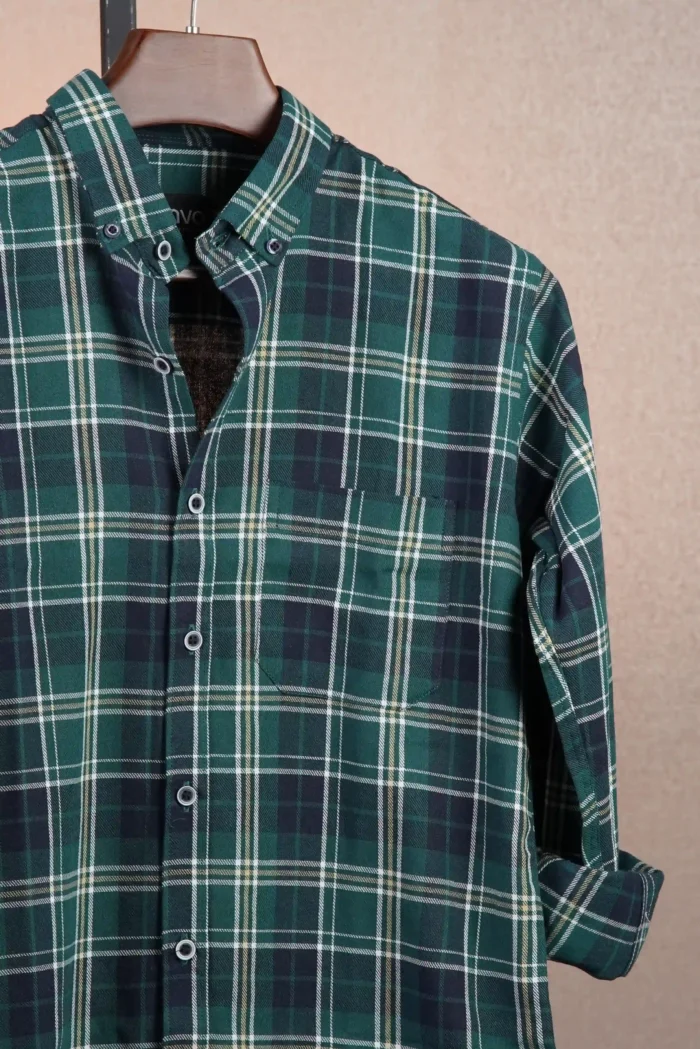 Forest Green Flannel Check Shirt - Image 2