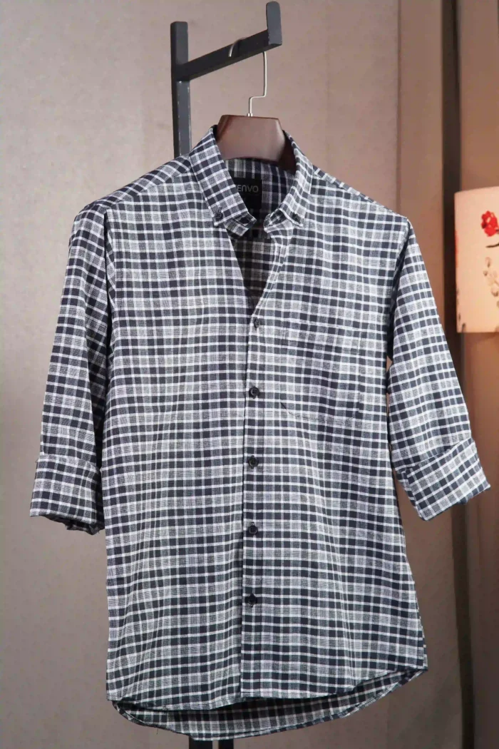 Monochrome Mini Check Shirt - Image 4