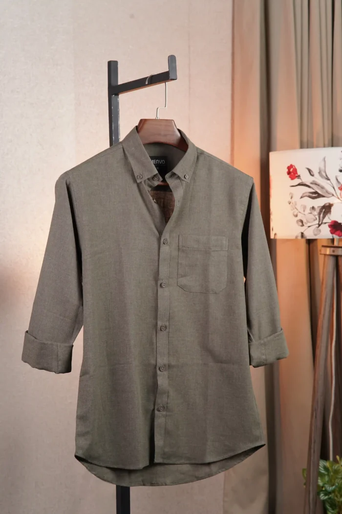 Olive Solid Shirt - Image 5