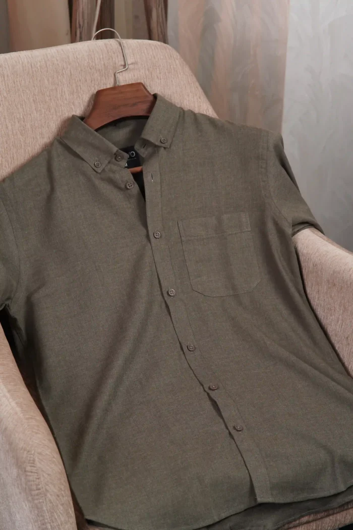 Olive Solid Shirt - Image 3