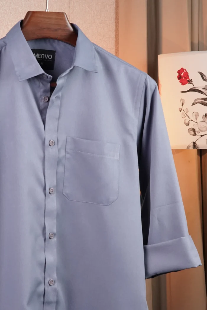 Slate Blue Solid Shirt - Image 2