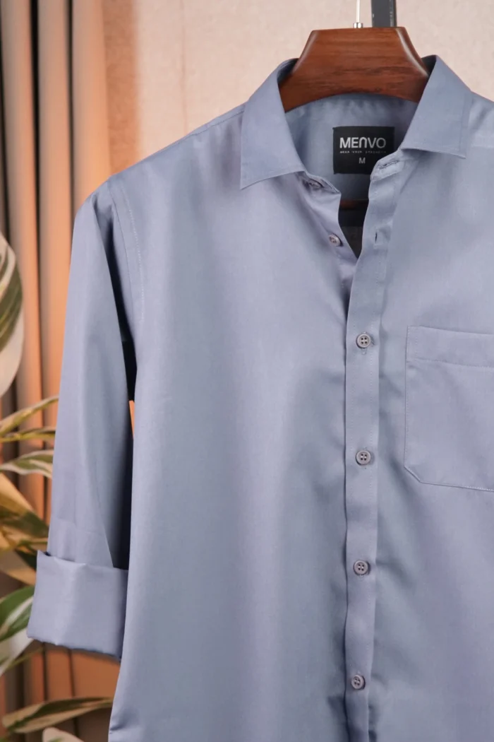 Slate Blue Solid Shirt - Image 3
