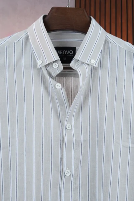 MENVO Cool Light Grey Stripe Shirt