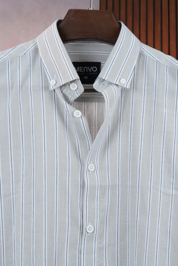 MENVO Cool Light Grey Stripe Shirt