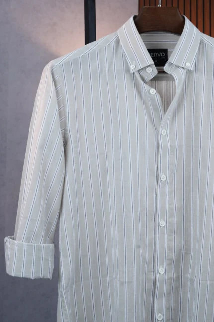 MENVO Cool Light Grey Stripe Shirt