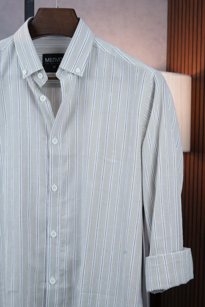 MENVO Cool Light Grey Stripe Shirt