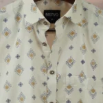 MENVO Cream Tribal Half Sleeve Shirt