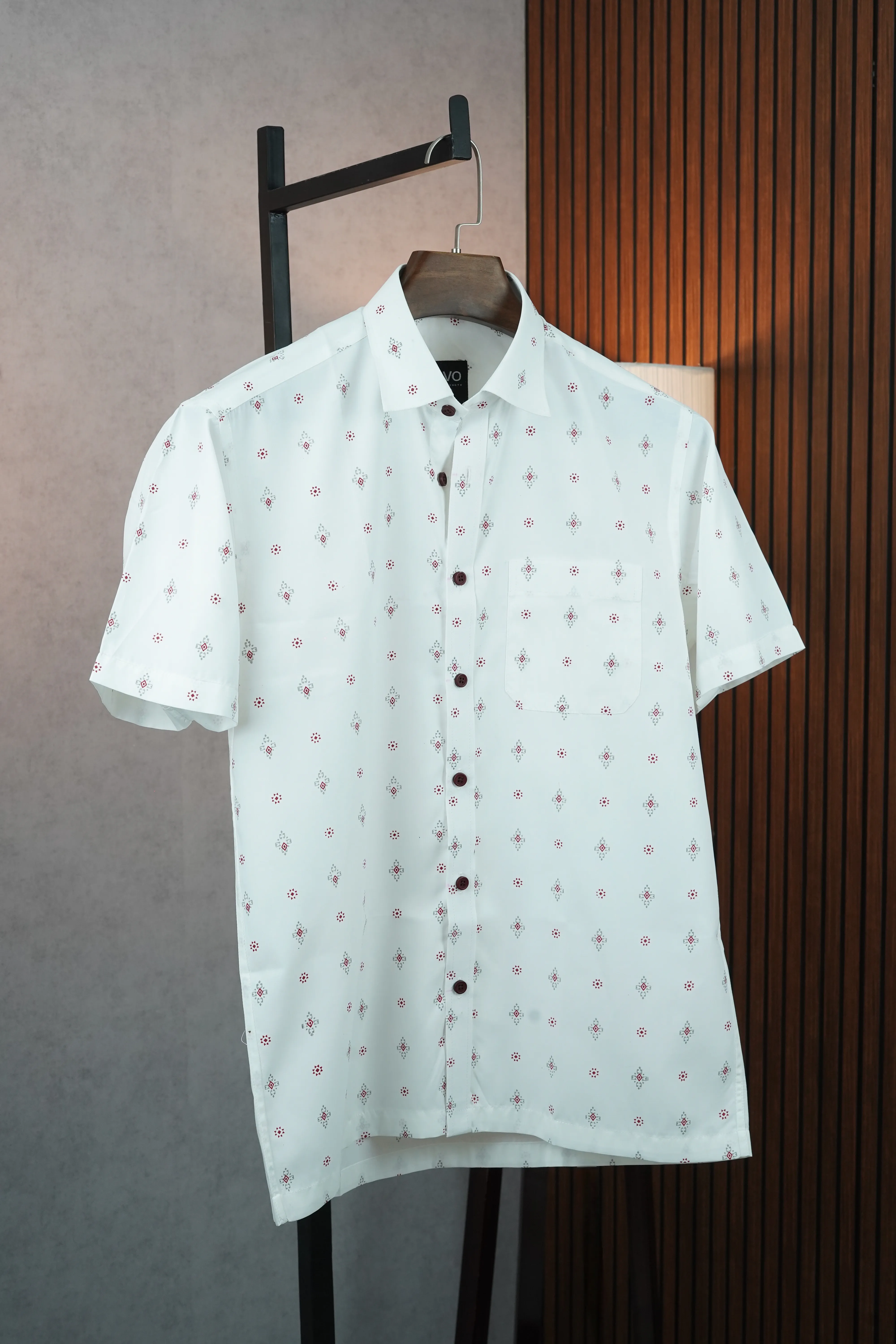 MENVO Heritage White Half Sleeve Shirt