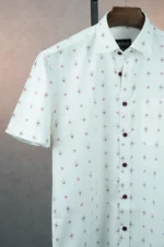 MENVO Heritage White Half Sleeve Shirt