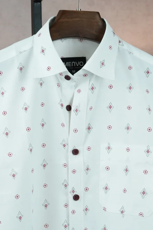 MENVO Heritage White Half Sleeve Shirt