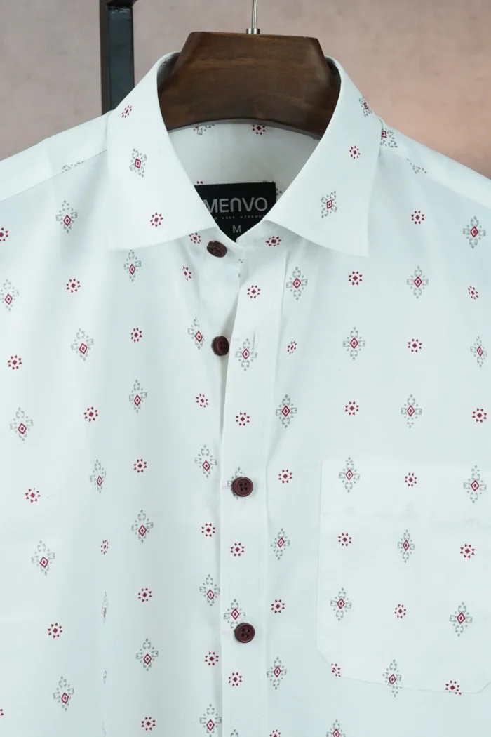 MENVO Heritage White Half Sleeve Shirt