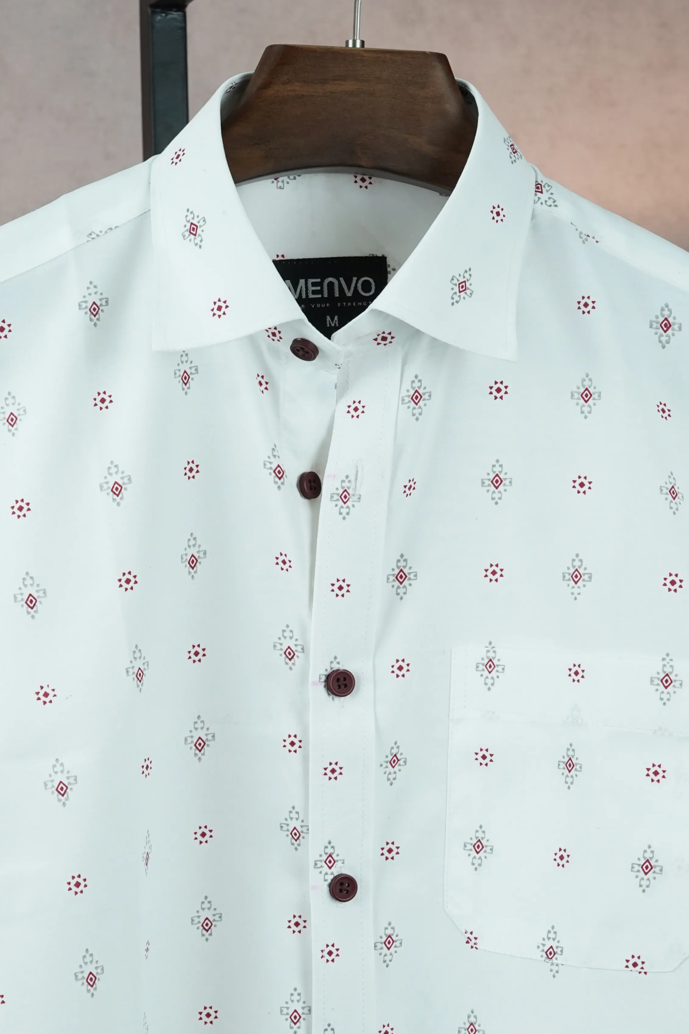 MENVO Heritage White Half Sleeve Shirt
