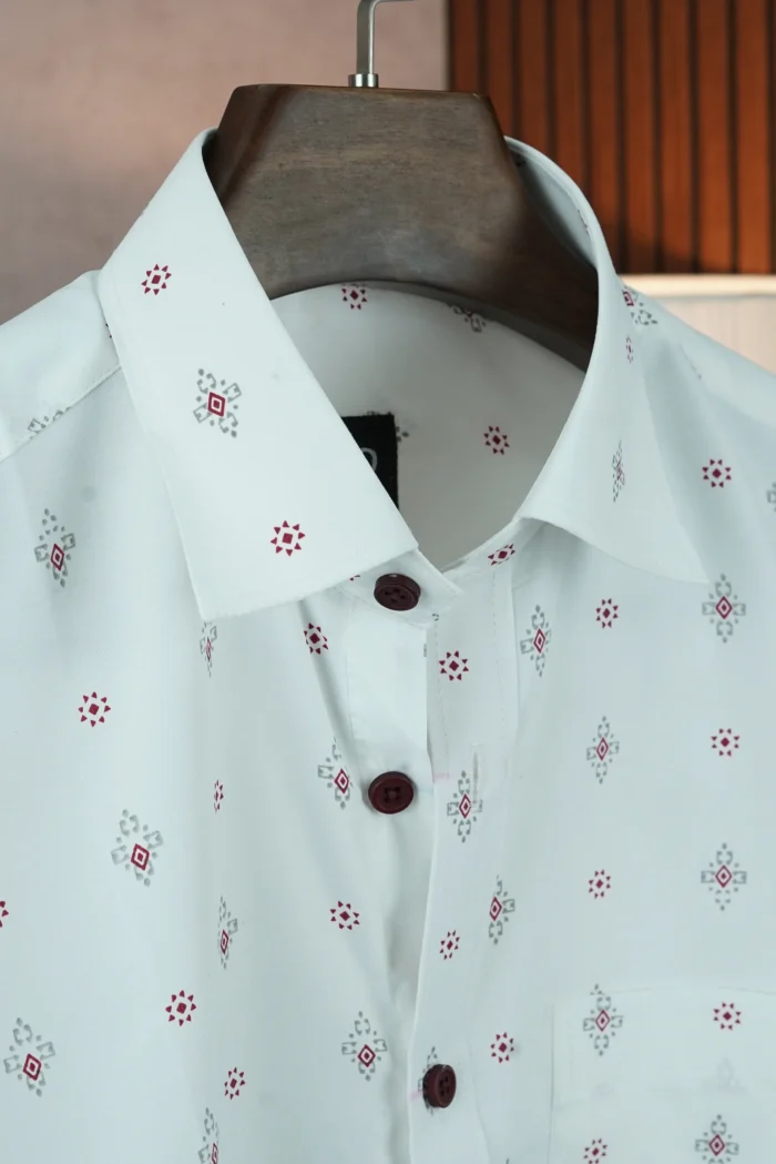 MENVO Heritage White Half Sleeve Shirt