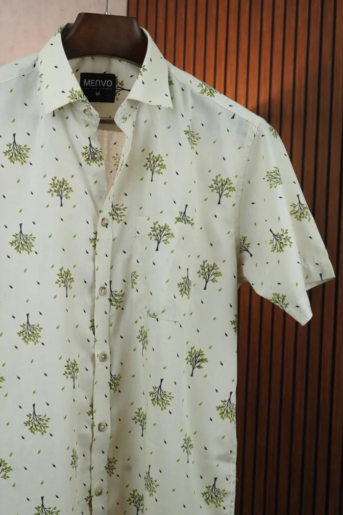 MENVO Ivory Bonsai Half Sleeve Shirt