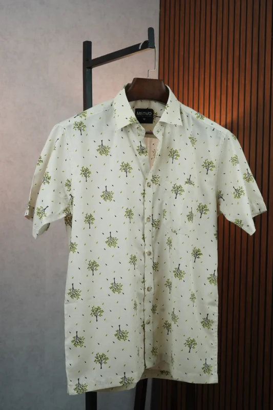 MENVO Ivory Bonsai Half Sleeve Shirt