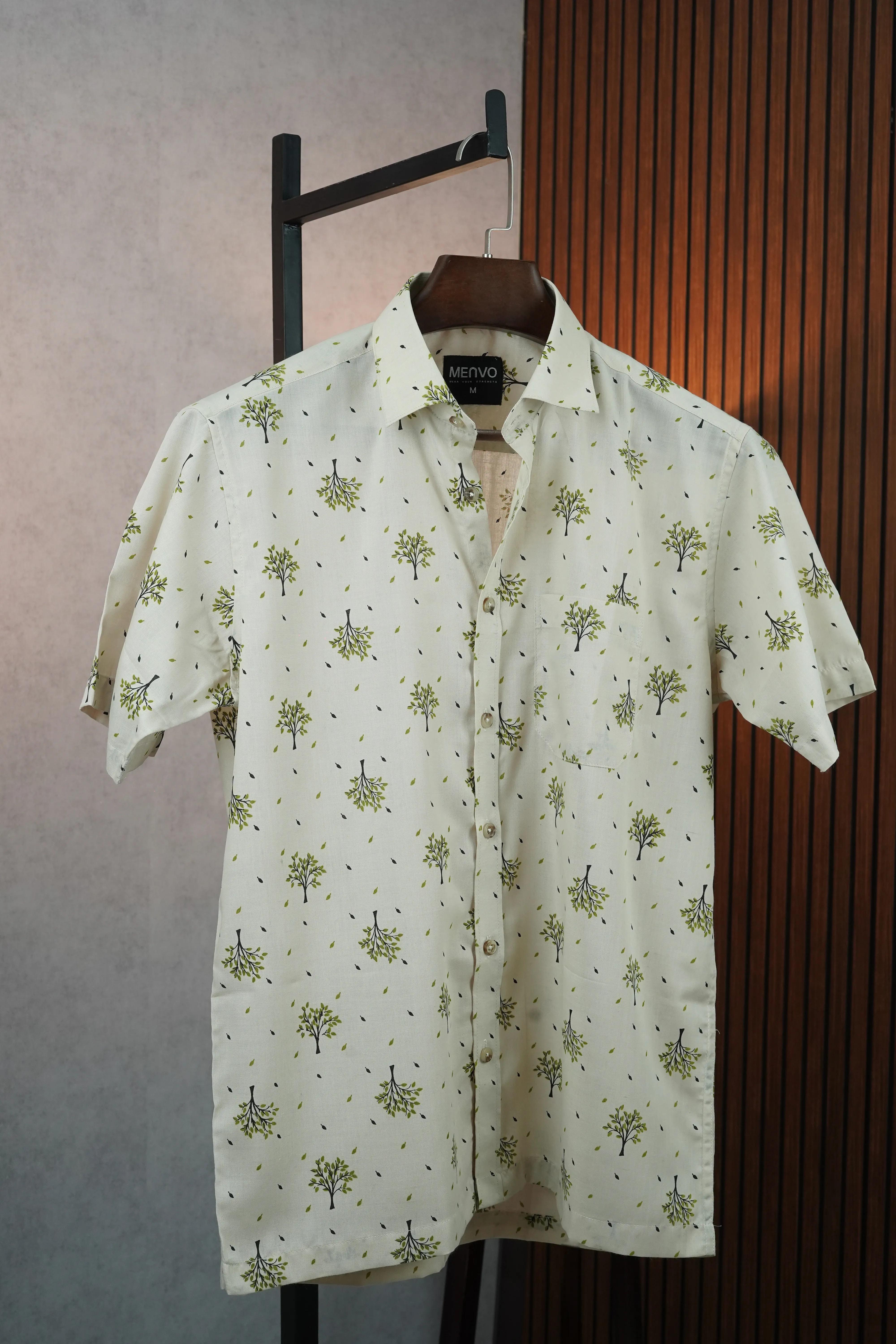 MENVO Ivory Bonsai Half Sleeve Shirt