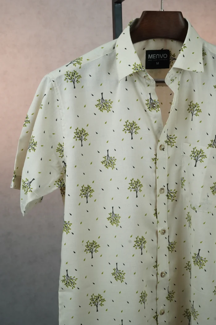 MENVO Ivory Bonsai Half Sleeve Shirt