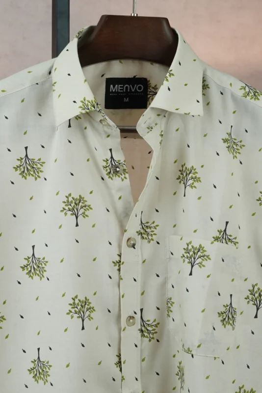 MENVO Ivory Bonsai Half Sleeve Shirt