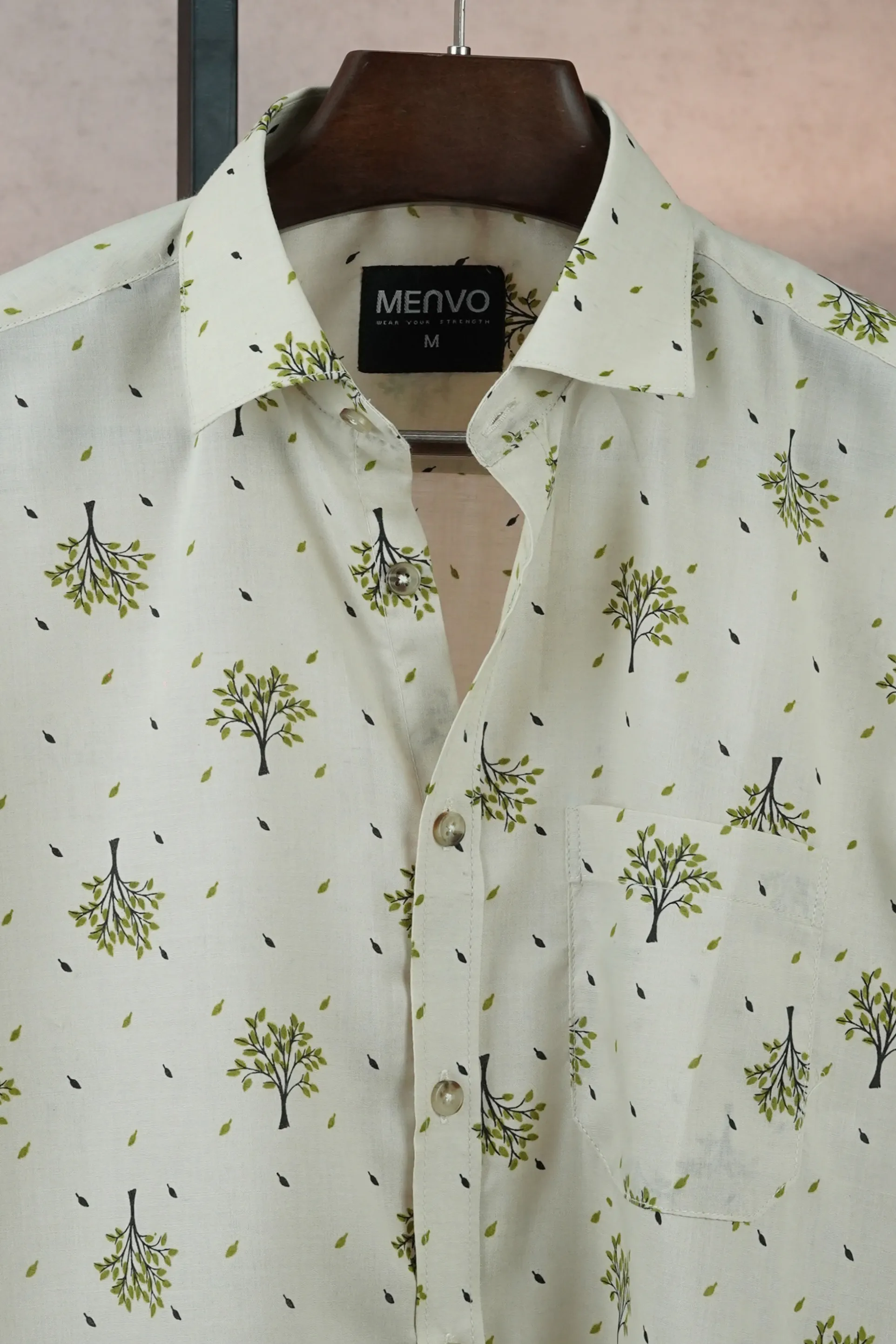 MENVO Ivory Bonsai Half Sleeve Shirt