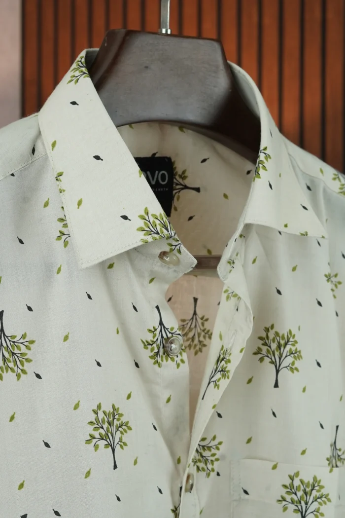 MENVO Ivory Bonsai Half Sleeve Shirt