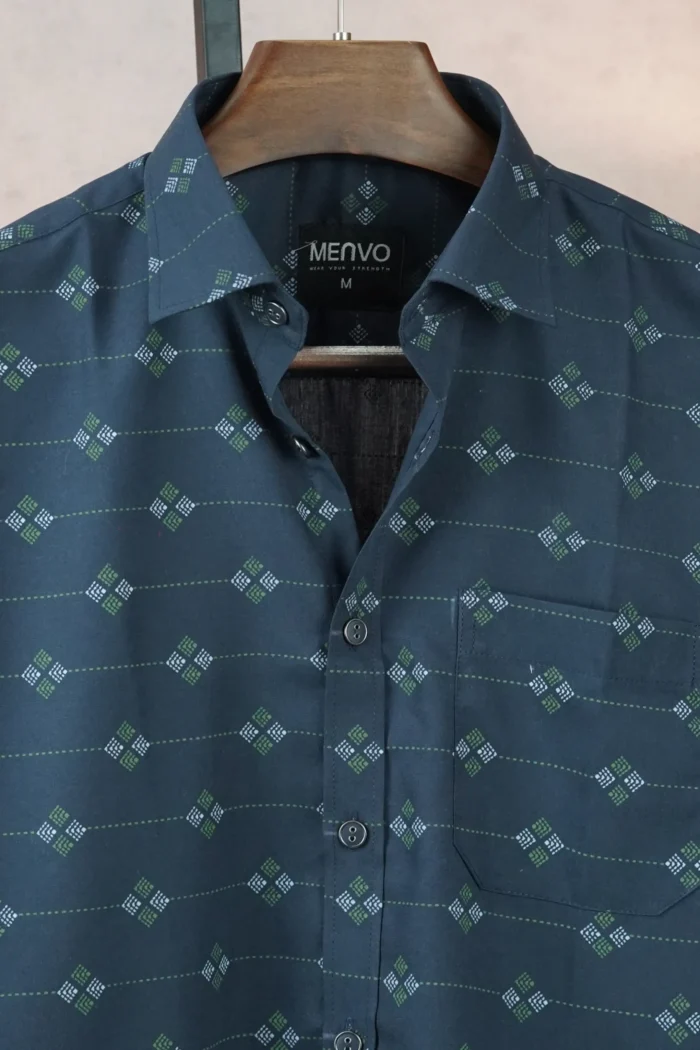 menvo-midnight-grid-navy-blue-printed-half-shirt-1 MENVO Midnight Grid Half Sleeve Shirt