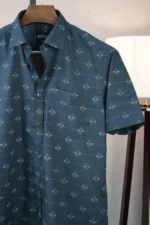 MENVO Midnight Grid Half Sleeve Shirt