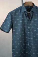 MENVO Midnight Grid Half Sleeve Shirt