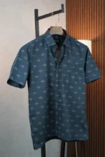 MENVO Midnight Grid Half Sleeve Shirt