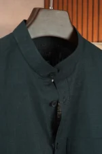 MENVO Band Collar Shirt - Charcoal Black
