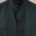 MENVO Band Collar Shirt - Charcoal Black