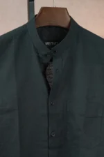 MENVO Band Collar Shirt - Charcoal Black