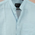 MENVO Band Collar Shirt - Ice Blue