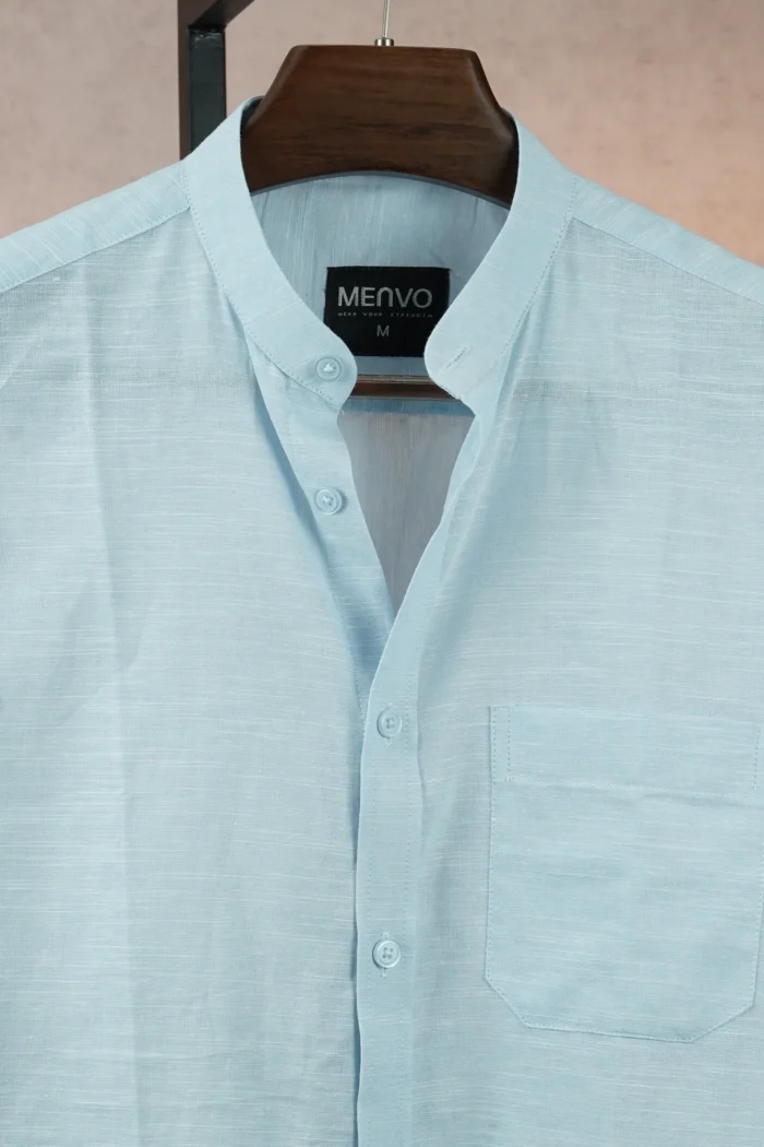 menvo-premium-slub-cotton-band-collar-shirt-ice-blue-4 MENVO Band Collar Shirt - Ice Blue