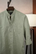 MENVO Band Collar Shirt - Light Sage