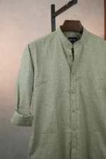 MENVO Band Collar Shirt - Light Sage