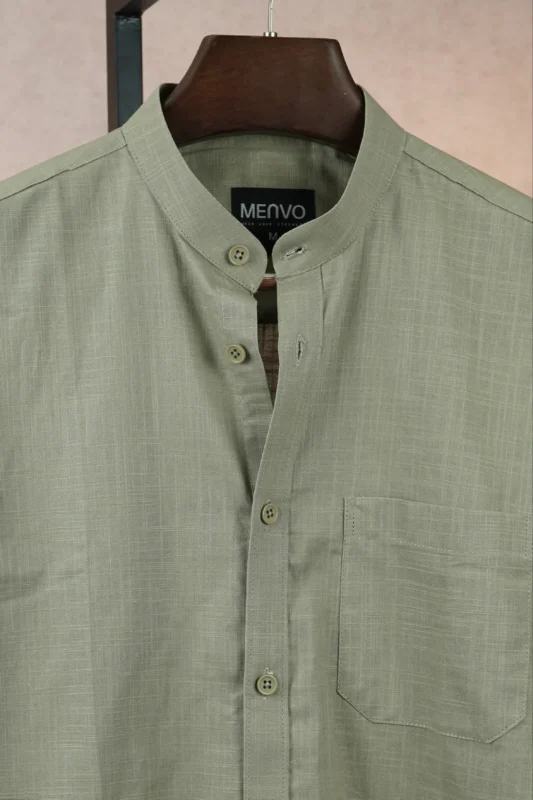 MENVO Band Collar Shirt - Light Sage