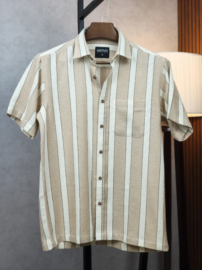 MENVO Safari Stripe Half Shirt