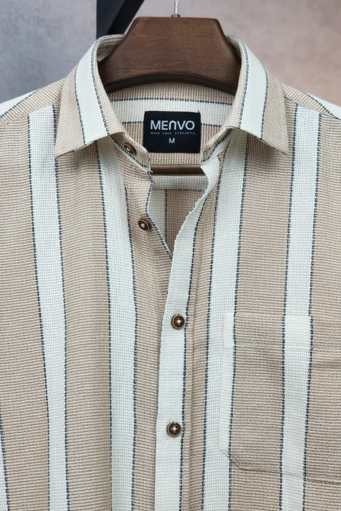 MENVO Safari Stripe Half Shirt