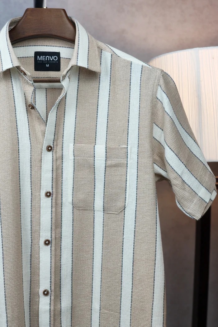 MENVO Safari Stripe Half Shirt